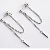 925 Silver Tassel Strip Stud Earrings for Women