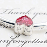 925 Sterling Silver Amo Te Latin Heart Charm Beads for Bracelets