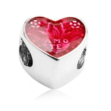 925 Sterling Silver Amo Te Latin Heart Charm Beads for Bracelets