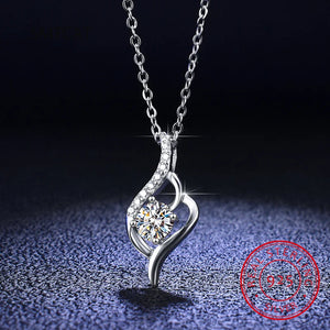 925 Silver Angle Wing Necklace Round Zircon Jewelry