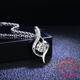 925 Silver Angle Wing Necklace Round Zircon Jewelry