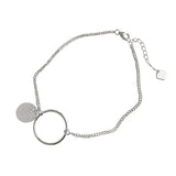 925 Silver Anklet Geometric Round Tag Foot Chain Jewelry Gift
