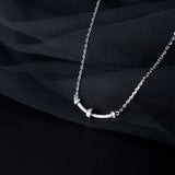 925 Silver Smile Face Choker Necklace Zircon Jewelry for Women