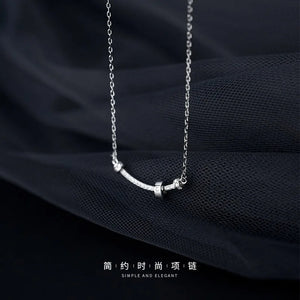 925 Silver Smile Face Choker Necklace Zircon Jewelry for Women