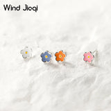 925 Silver Asymmetric Flowers Mini Stud Earrings Women Student Gift
