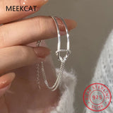 925 Silver Double Layer Chain Bracelet HipHop Jewelry for Women
