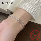 925 Silver Double Layer Chain Bracelet HipHop Jewelry for Women