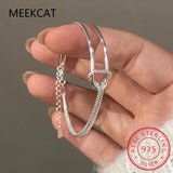 925 Silver Double Layer Chain Bracelet HipHop Jewelry for Women