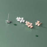 925 Silver Asymmetric Trefoil Stud Earrings Zircon Studs Women Girls