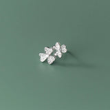 925 Silver Asymmetric Trefoil Stud Earrings Zircon Studs Women Girls