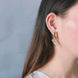 925 Silver Asymmetry Earring Tube Pearl Studs OL Style