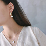 925 Silver Asymmetry Earring Tube Pearl Studs OL Style