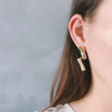 925 Silver Asymmetry Earring Tube Pearl Studs OL Style