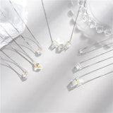 925 Silver Austrian Crystal Pendant Necklace Wedding Party Jewelry