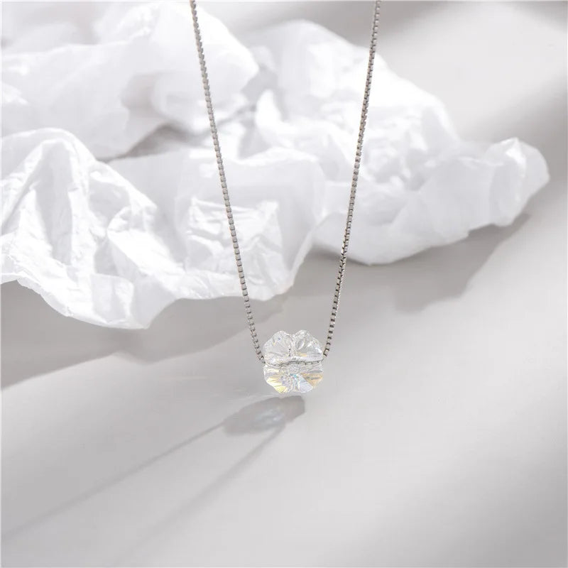 925 Silver Austrian Crystal Pendant Necklace Wedding Party Jewelry
