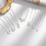 925 Silver Austrian Crystal Pendant Necklace Wedding Party Jewelry