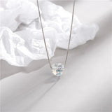 925 Silver Austrian Crystal Pendant Necklace Wedding Party Jewelry