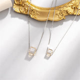 925 Silver Crystal Champagne Pendant Necklace Women's Fine Jewelry