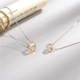 925 Silver Crystal Champagne Pendant Necklace Women's Fine Jewelry