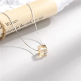 925 Silver Crystal Champagne Pendant Necklace Women's Fine Jewelry