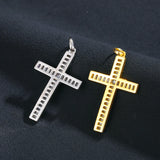 925 Silver Baguette Cross Pendant Iced CZ Womens Necklace