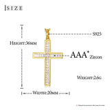 925 Silver Baguette Cross Pendant Iced CZ Womens Necklace