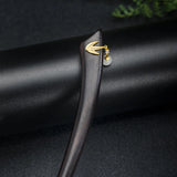 925 Silver Bamboo Leaf Ebony Hair Sticks 18k Plating Jade Beads Hanfu Hairpin