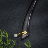 925 Silver Bamboo Leaf Ebony Hair Sticks 18k Plating Jade Beads Hanfu Hairpin