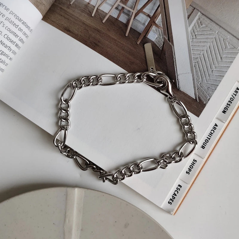 925 Sterling Silver Chain Link Bracelet 18K Heavy Punk Hip Hop Bangle