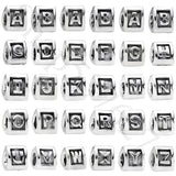925 Silver Bead Alphabet 26 Letters A-Z Initial Charm Women Bracelet Bangle