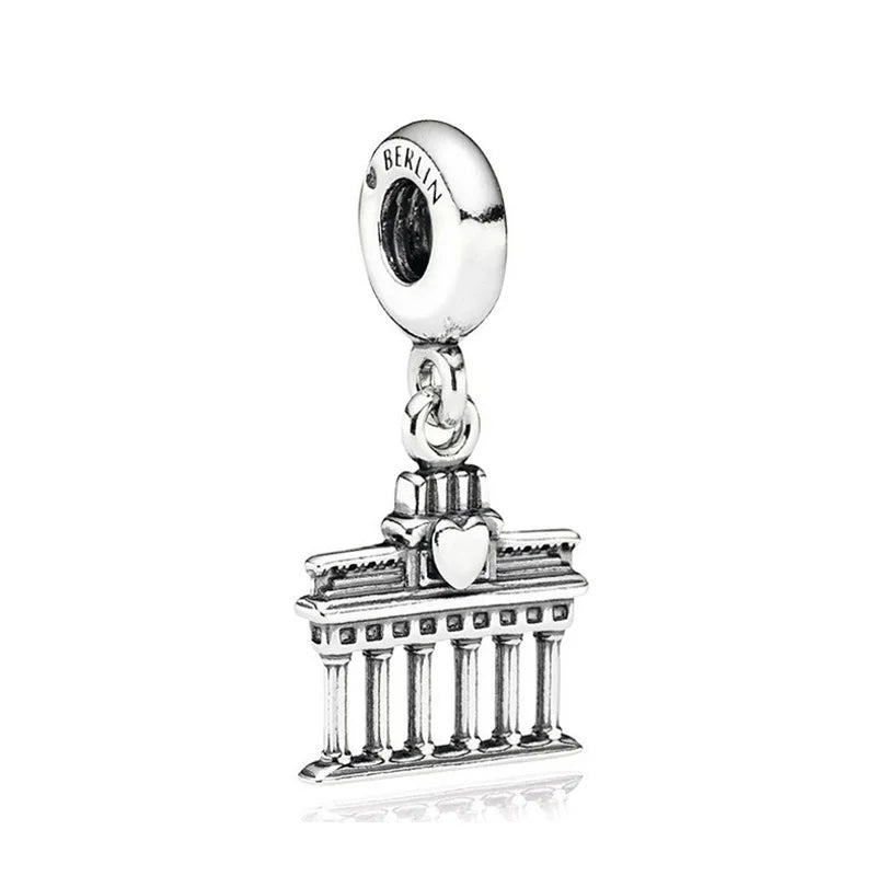 925 Silver Berlin Brandenburg Gate Dangle Charm for Bracelet Bangle Gift DIY