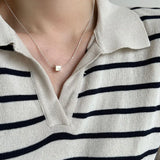 925 Silver Bead Chain Sugar Cube Pendant Necklace Platinum Plated