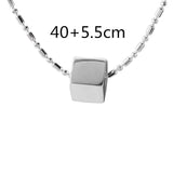 925 Silver Bead Chain Sugar Cube Pendant Necklace Platinum Plated