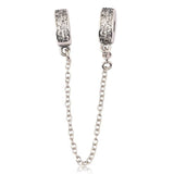 925 Sterling Silver Safety Chain Clip Bead Charm for Bracelet DIY Jewelry