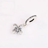 925 Silver Clover Flower Crystal Pendant Bead Charms for Bracelets Necklaces