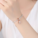 925 Silver Bead Family Rose Tree Dangle Pendant Charm for Bracelet DIY
