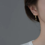 925 Sterling Silver Bead Screw Earrings Ear Line for Women