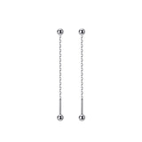 925 Sterling Silver Bead Screw Earrings Ear Line for Women