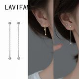 925 Sterling Silver Bead Screw Earrings Ear Line for Women