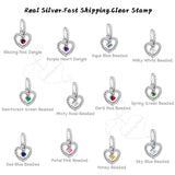 925 Silver Birthstone Charms Pendants for Bracelets Necklaces Bangles