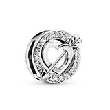 925 Silver Family Tree Reflexions Clip Charm Pave Heart