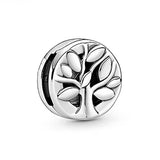 925 Silver Family Tree Reflexions Clip Charm Pave Heart