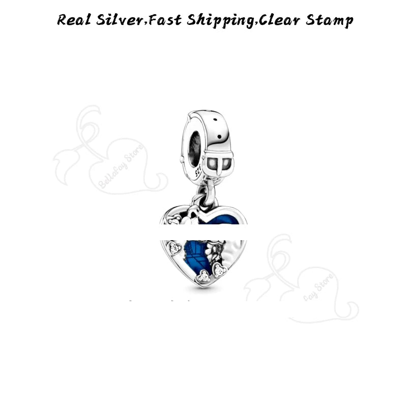 925 Silver Heart Dangle Beads for DIY Jewelry