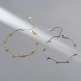 925 Silver Line Stitching Anklet Snake Chain Foot Chain Women's Bracelet
