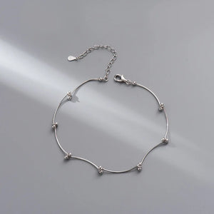 925 Silver Line Stitching Anklet Snake Chain Foot Chain Women's Bracelet