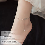 925 Silver Line Stitching Anklet Snake Chain Foot Chain Women's Bracelet