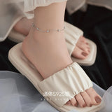 925 Silver Line Stitching Anklet Snake Chain Foot Chain Women's Bracelet