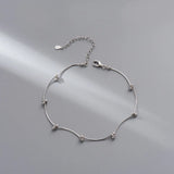 925 Silver Beads Line Anklet Snake Chain Bracelet for Women
