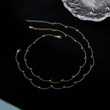925 Silver Beads Line Stitching Chokers Snake Chain Necklace for Women