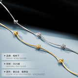 925 Silver Beads Line Stitching Chokers Snake Chain Necklace for Women